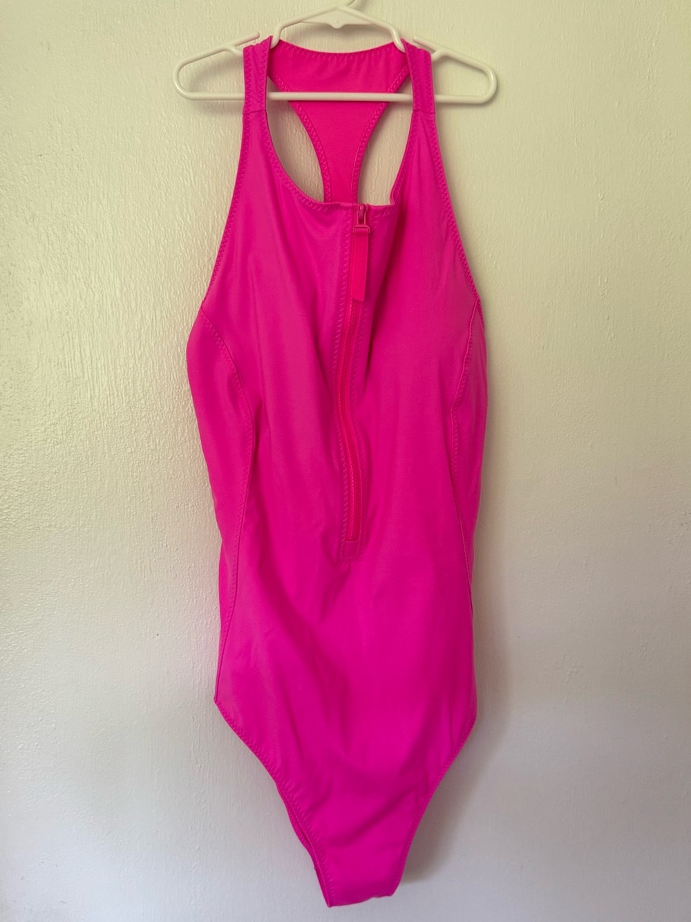 Fabletics Girls Neon Pink Front-Zip One-Piece Swimsuit